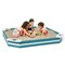 Wooden Kids Sandbox with 4 Built In Seats Cedar Wood Blue White